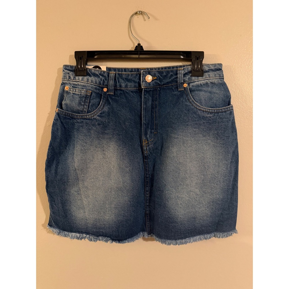 Avenue Denim Womens Blue Frayed Hem Mini Jean Skirt Size 12 NWT